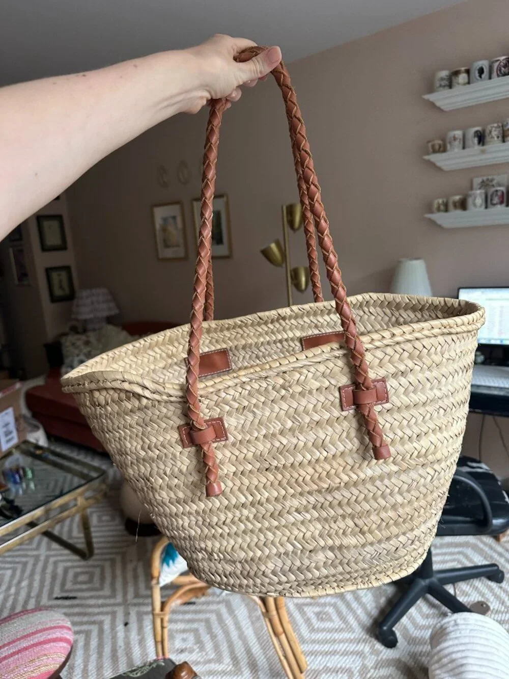 mango basket bag with braided straps